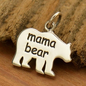 Sterling Silver Mama Bear Charm 925 Sterling Silver Mama Bear Jewelry. Mama and Baby Bear Charm Set. Baby Bear Charm. Mama Bear Necklace