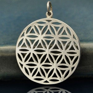Sterling Silver Flower of Life Charm .925 Sterling Silver Flower of Life Necklace. Flower of Life Pendant 23mm