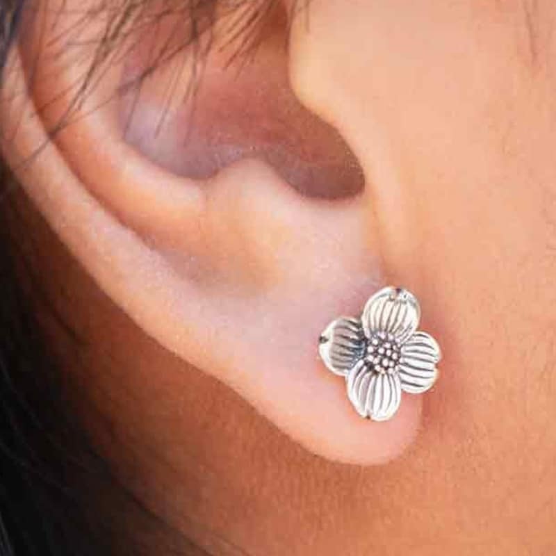 Dogwood Enamel Earrings-Pink