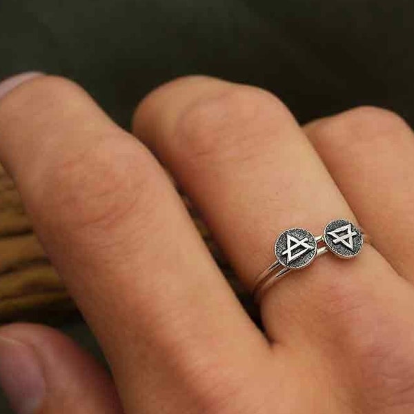 Element Ring .925 Sterling Silver Element Stacking Ring. Four Elements Rings. Water Fire Earth Air Element Symbol Ring 925 Solid