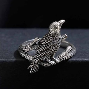 Raven Ring 925 Sterling Silver Raven Jewelry Sterling Silver Raven Crow Ring