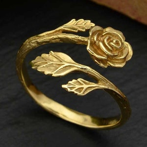 Adjustable Rose Ring Choose Solid Bronze or 925 Sterling Silver Rose Ring