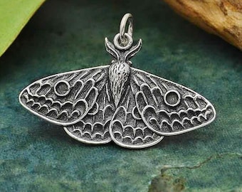 Sterling Silver Moth Pendant Solid .925 Sterling Silver Moth Pendant. Moth Charm. Gift for Her. Minimalist Moth Necklace.