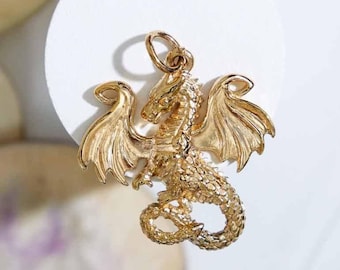 Gold Dragon Charm Solid Bronze Dragon Charm
