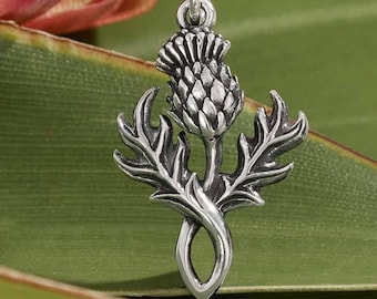 Thistle Charm Necklace 925 Sterling Silver Thistle Necklace .925 Sterling Silver Small Thistle Jewelry
