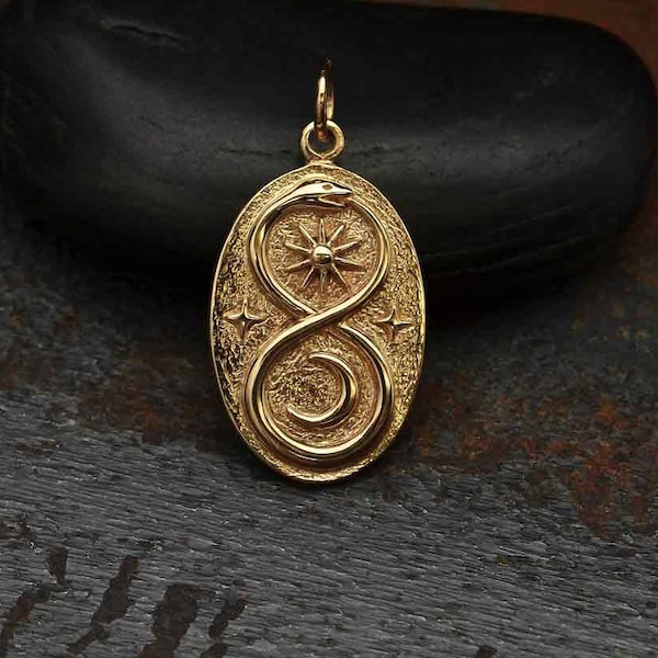 Collier Ouroboros Collier Ouroboros en or ou collier Ouroboros en argent sterling .925. Pendentif serpent infini.  Ouroboros en bronze massif