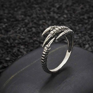 Bird Claw Ring 925 Sterling Silver Bird Claw Adjustable Ring. .925 Solid Sterling Silver Talon Ring. Raven Ring.