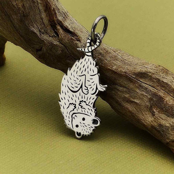 Sterling Silver Possum Charm. Opossum Pendant. 925 Sterling Silver Possum Jewelry. Opossum Necklace.