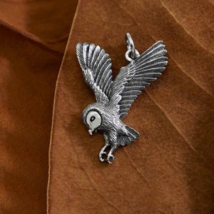 Owl Necklace Sterling Silver Flying Owl Necklace Owl Pendant 925 Solid Sterling Silver Owl Charm