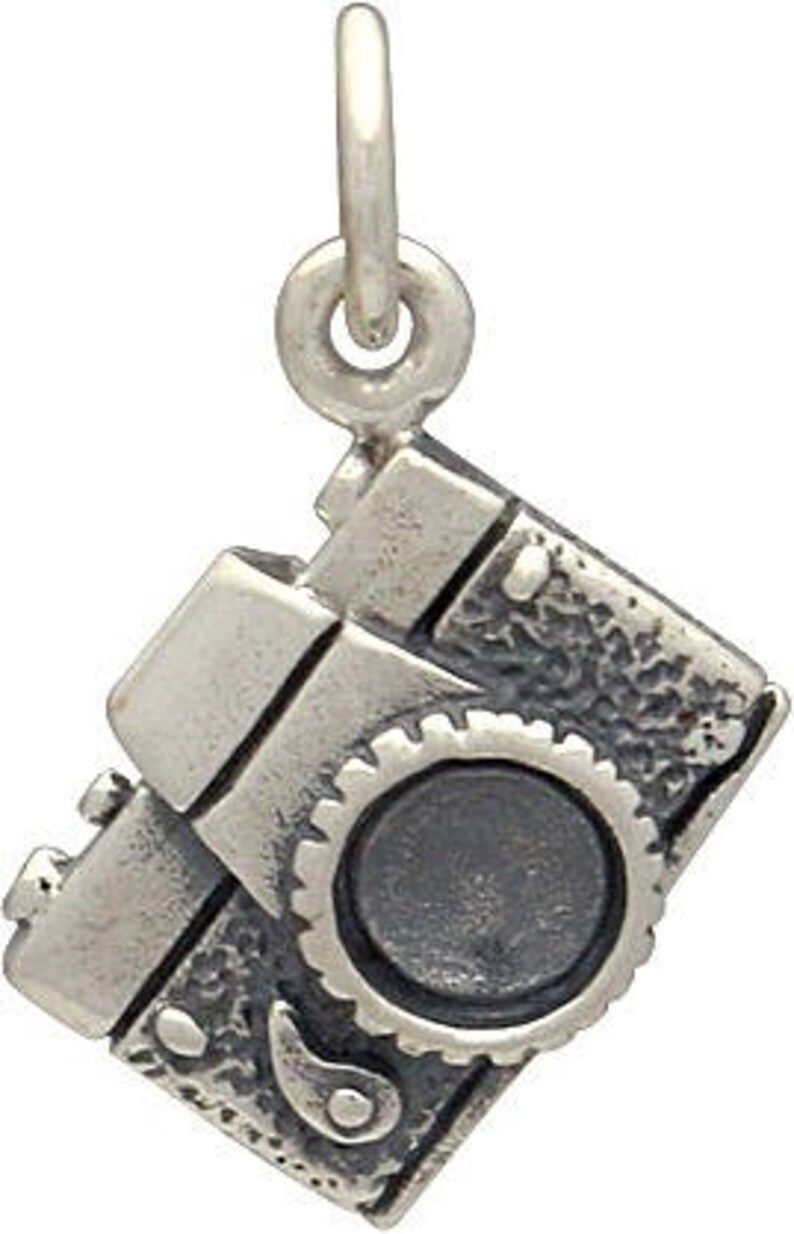 Sterling Silver Camera Charm 925 Solid Sterling Silver Photography Charm. Camera Necklace Photographer Gift image 3