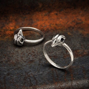 Bird Skull Ring or Charm 925 Solid Sterling Silver. Bird Skull Jewelry. Raven Skull Ring. Sparrow Skull Ring.