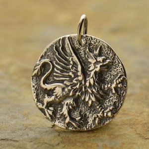 Sterling Silver Griffin Charm. 925 Sterling Silver Griffin Pendant. Griffin Jewelry.