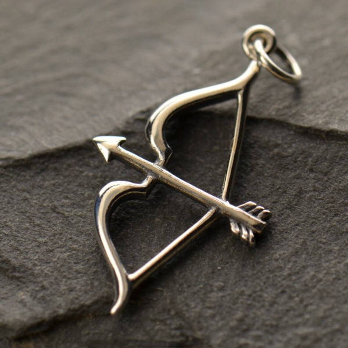 Bow and Arrow Charm. 925 Sterling Silver Bow and Arrow Charm Etsy