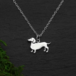 Sterling Silver Tiny Dachshund Charm. 925 Solid Sterling Silver Dachshund Necklace. Sterling Silver Weiner Dog Jewelry.