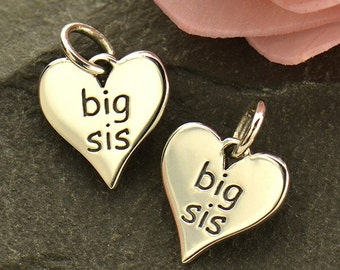 Sterling Silver Big Sis Charm. Big Sister Jewelry. Lil Sis Charm.