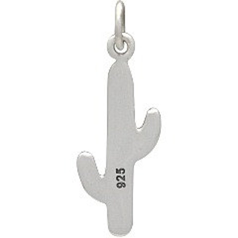 Sterling Silver Cactus Charm. 925 Solid Sterling Silver Cactus Pendant. Saguaro Cactus Necklace. image 3