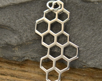 925 Sterling Silver Honeycomb Charm Pendant