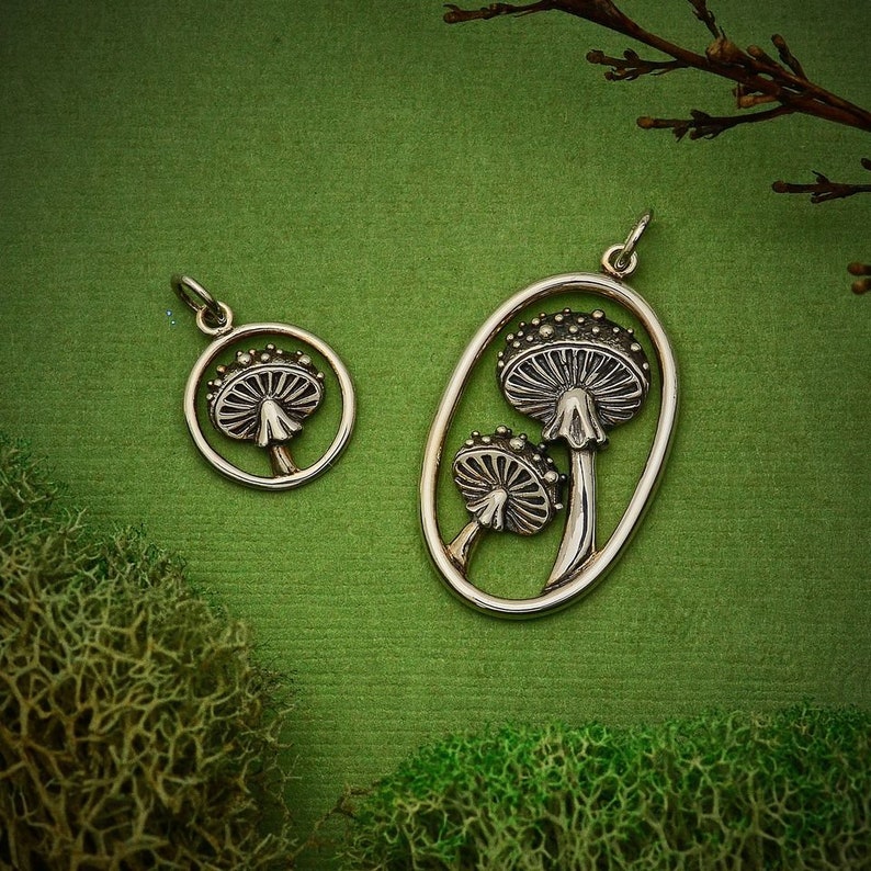 Mushroom Charm. 925 Sterling Silver Mushroom Pendant. Sterling Etsy