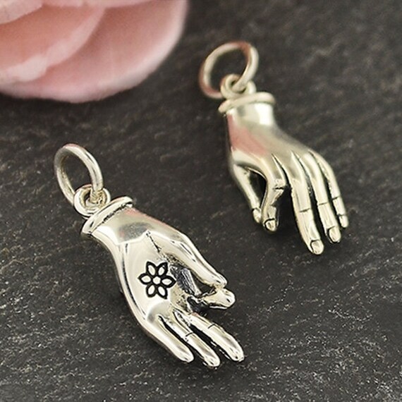 Sterling Silver Mudra Charm. 925 Sterling Silver Yoga Charm. Etsy