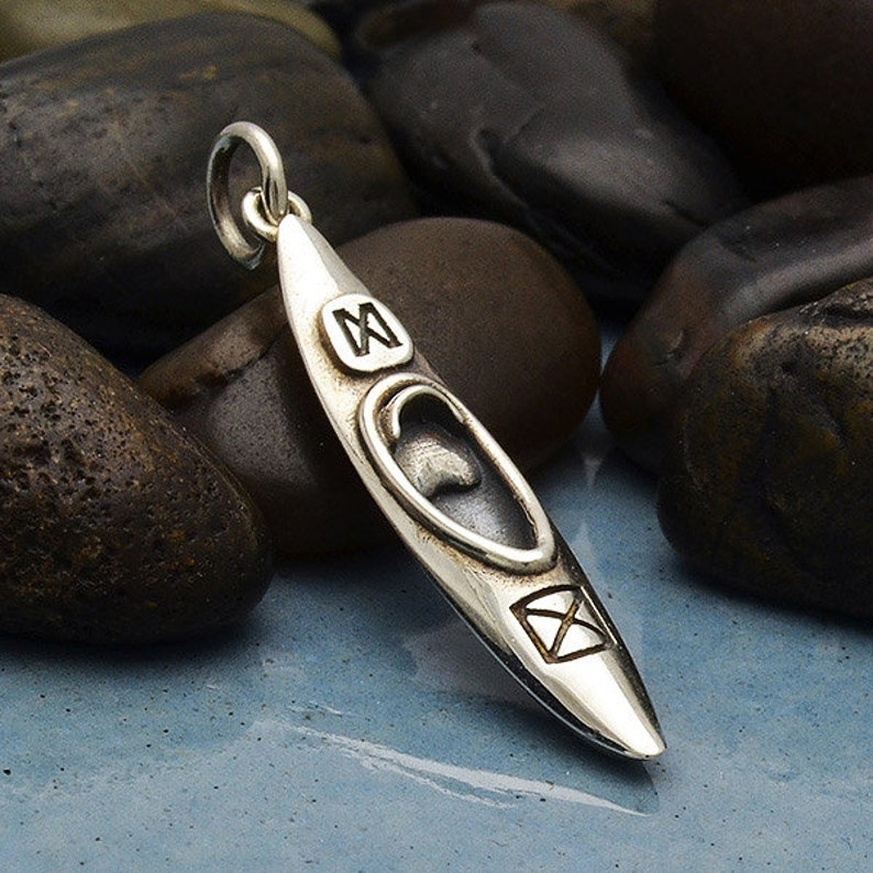 Kayak Gift 925 Sterling Silver. Sterling Silver Kayak Charm Kayaking Charm