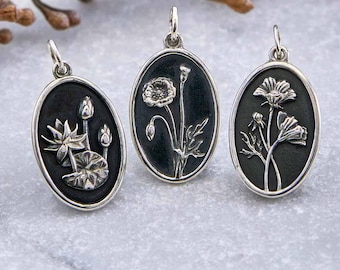 Birthflower Pendant Jewelry 925 Sterling Silver Tiny Birth Flower Necklace Silver