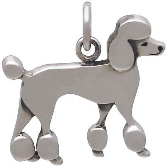 Movable 3D Poodle Pendant Charm  Sterling Silver 925 