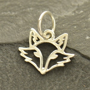 Sterling Silver Fox Charm. 925 Sterling Silver Fox Face Charm. Fox Pendant.