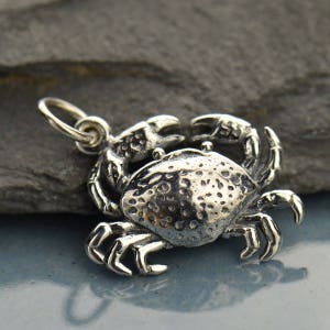 Sterling Silver Crab Charm. 925 Sterling Silver Crab Jewelry. Crab Necklace. Cancer Necklace. image 1