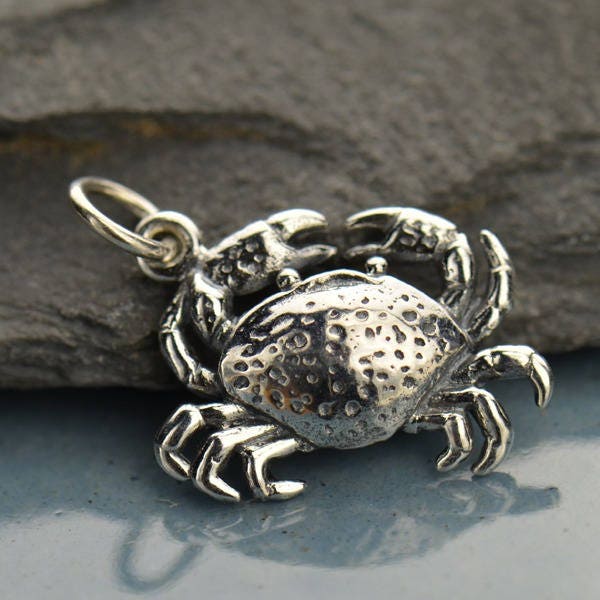 Sterling Silver Crab Charm. 925 Sterling Silver Crab Jewelry. Crab Necklace. Cancer Necklace.