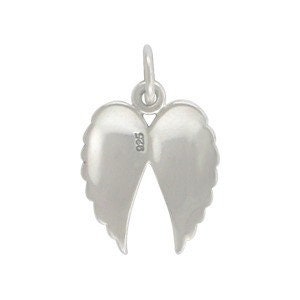 May include: A silver-colored charm in the shape of angel wings. The charm has a loop at the top for attaching to a necklace or bracelet. The wings are detailed with feather-like textures and the number "925" is visible.