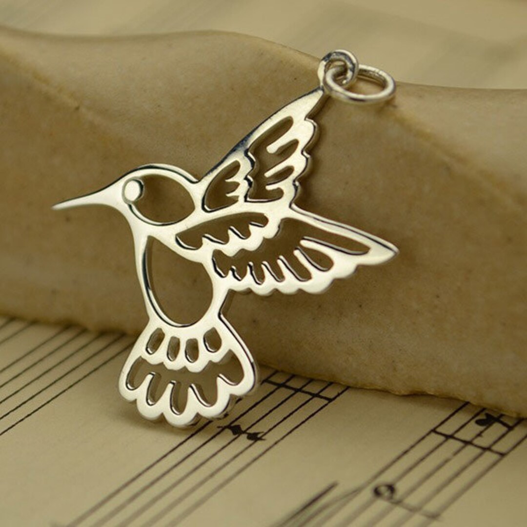 Sterling Silver Large Hummingbird Charm .925 Hummingbird Pendant. 925 ...