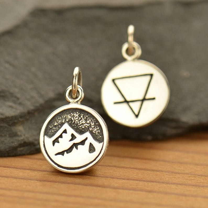 Sterling Silver Elemental Charm Necklace. Earth Element Charm. Etsy