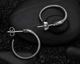 Ouroboros Ring Charm or Hoop Earrings 925 Sterling Silver Ouroboros Snake Hoop Earring Studs