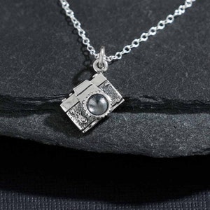 Camera Necklace Sterling Silver Mini 3D Camera Charm 925 Solid Sterling Silver Charm Tiny Camera Necklace Photographer Gift