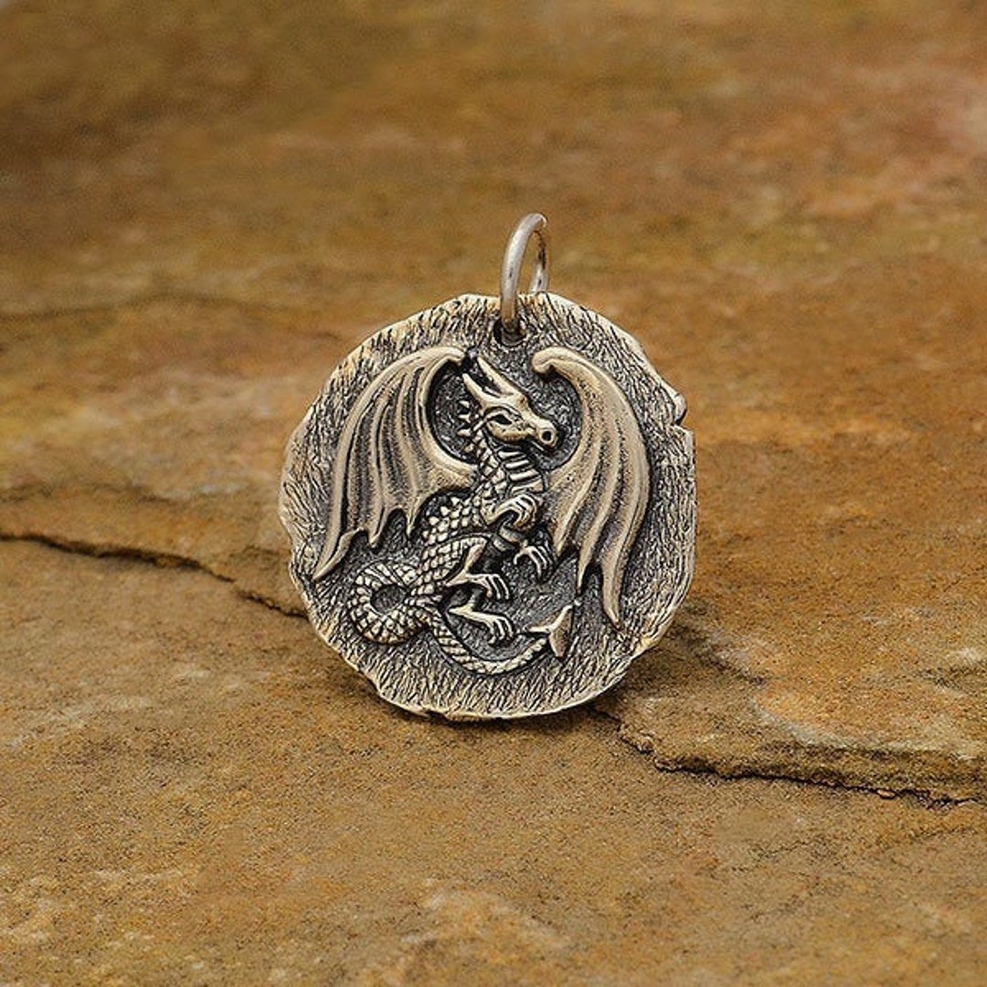 Sterling Silver Dragon Charm. 925 Sterling Silver Dragon Pendant