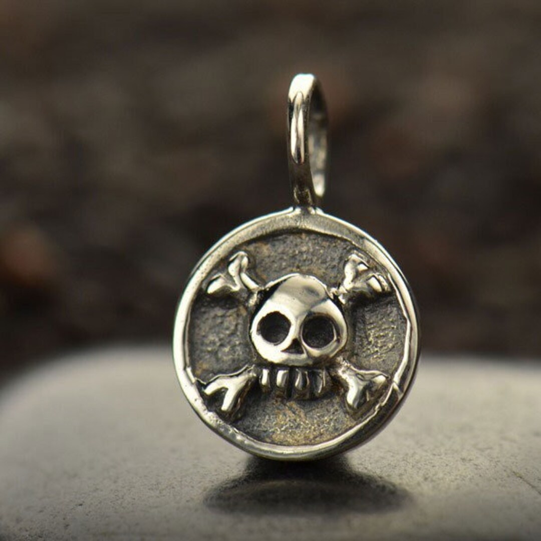 MINI Skull and Crossbones Necklace Charm 925 Sterling Silver Etsy