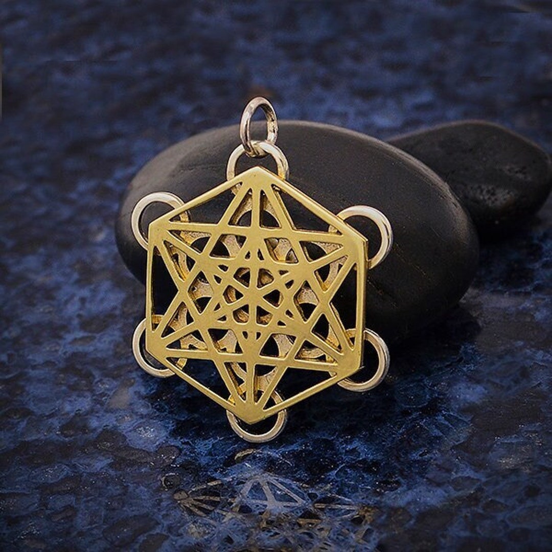 Metatron Cube Charm. 925 Sterling Silver and Solid Bronze Mixed Metal
