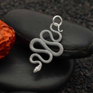 Snake Pendant .925 Sterling Silver Solid Snake Pendant or Ring. Large Snake with Scales Charm