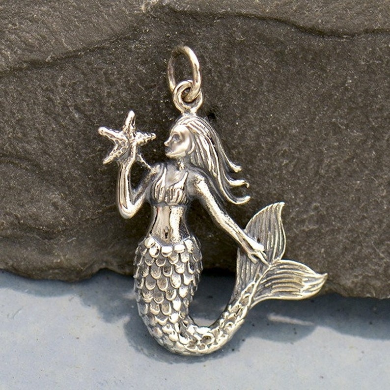 Mermaid Charm Sterling Silver. 925 Sterling Silver Mermaid Etsy UK