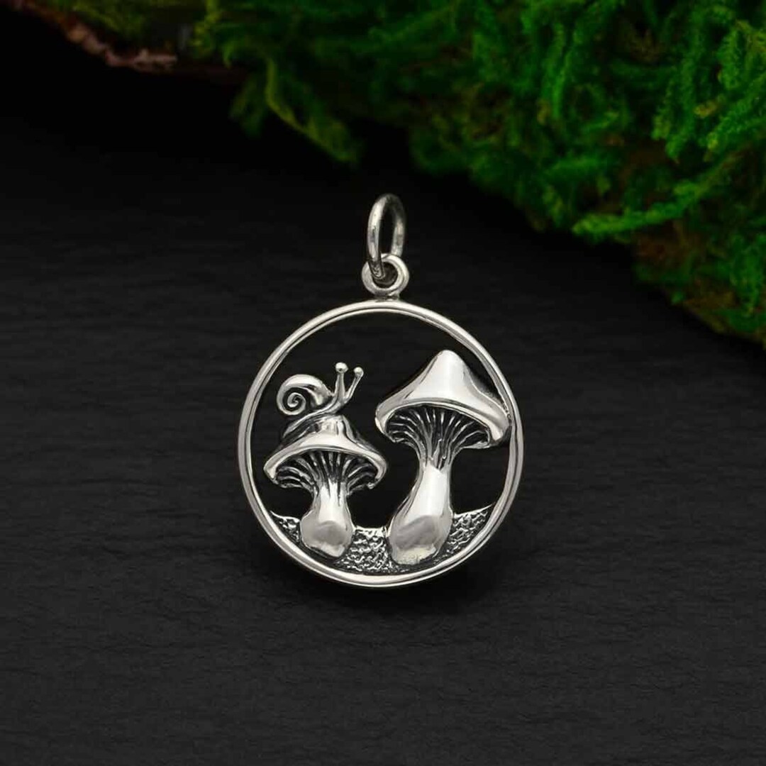 Meadowlark Mushroom Charm Necklace - Sterling Silver 50cm chain main image 1