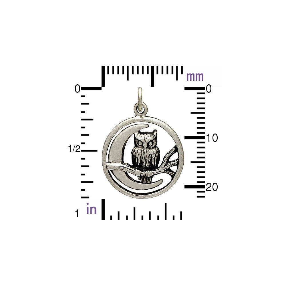 Sterling Silver Owl Moon Charm Necklace. 925 Sterling Silver Etsy