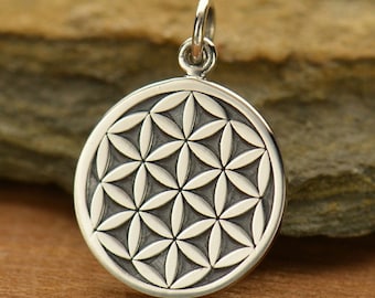 Flower of Life Pendant Sterling Silver 925 Sacred Geometry Seed of Life Yoga Jewelry 