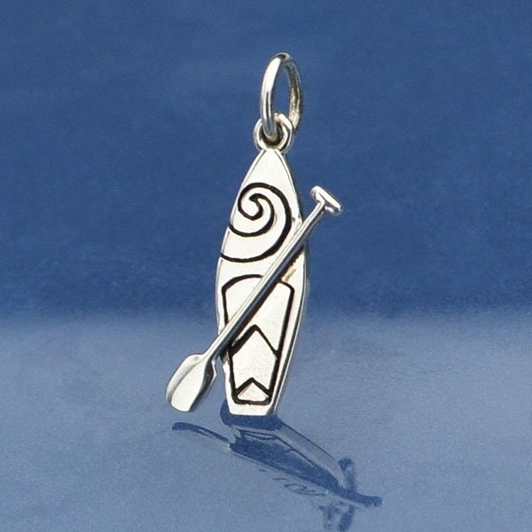 Sterling Silver Paddle Board Charm. Stand Up Paddleboard Charm. 925 Solid Sterling Silver Paddleboard Necklace.