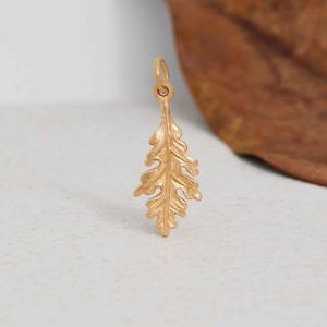 Oak Leaf Charm - Solid Bronze Oak Leaf Charm Gold Leaf 25mm x 9mm