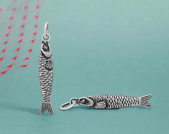 Sardine Charm 925 Sterling Silver 29mm x 5mm