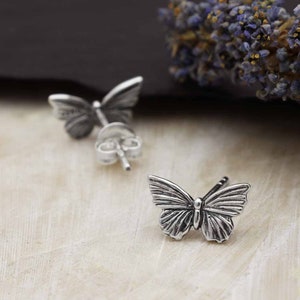 Butterfly Earrings Butterfly Studs 925 Sterling Silver Mini Textured Butterfly Charm or Butterflies Post Earrings
