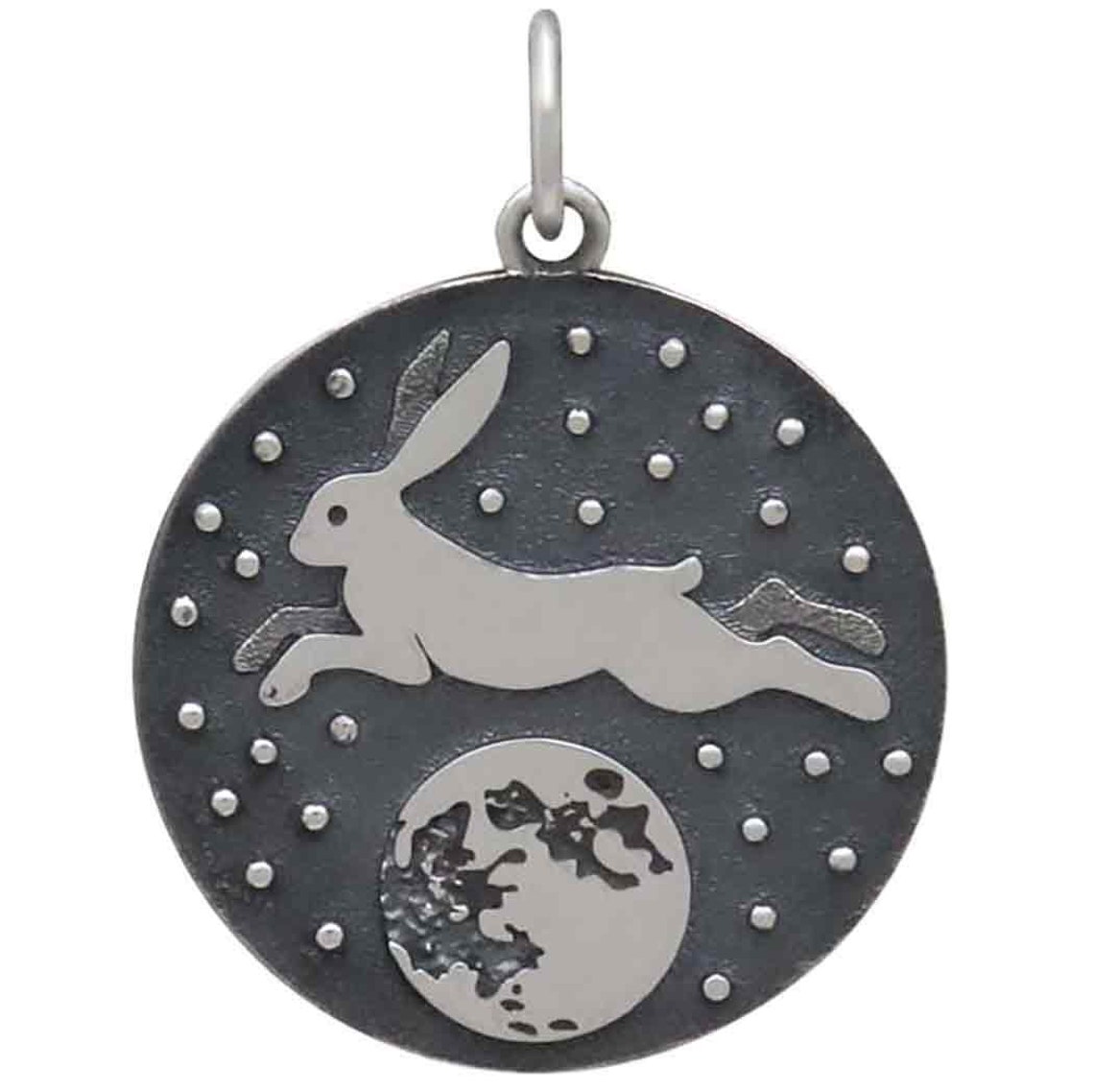 Jade Rabbit Charm Sterling Silver Rabbit Charm Rabbit Over the Moon Pendant Jade Rabbit ...