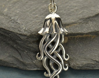 Sterling Silver Jellyfish Charm 925 Solid Sterling Silver Jellyfish Pendant