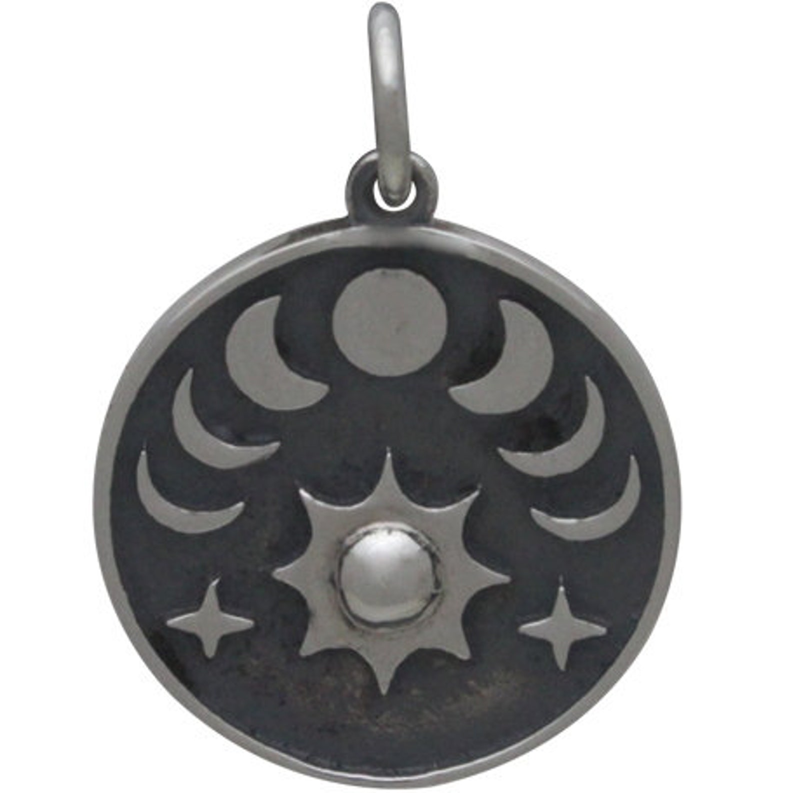 Sterling Silver Moon Phases and Sun Charm. 925 Sun and Moon Phase Charm ...