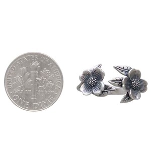 Dogwood Flower Ring Solid Sterling Silver or Bronze Ring Adjustable bild 6